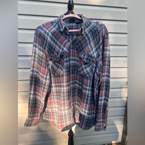 Harley Davidson 100% cotton warm Men's Plaid Button-Up Shirt.